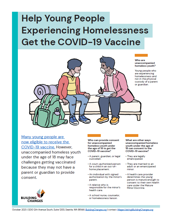 COVID-19 Vaccine Access for Unaccompanied Homeless Youth - Provider Flyer